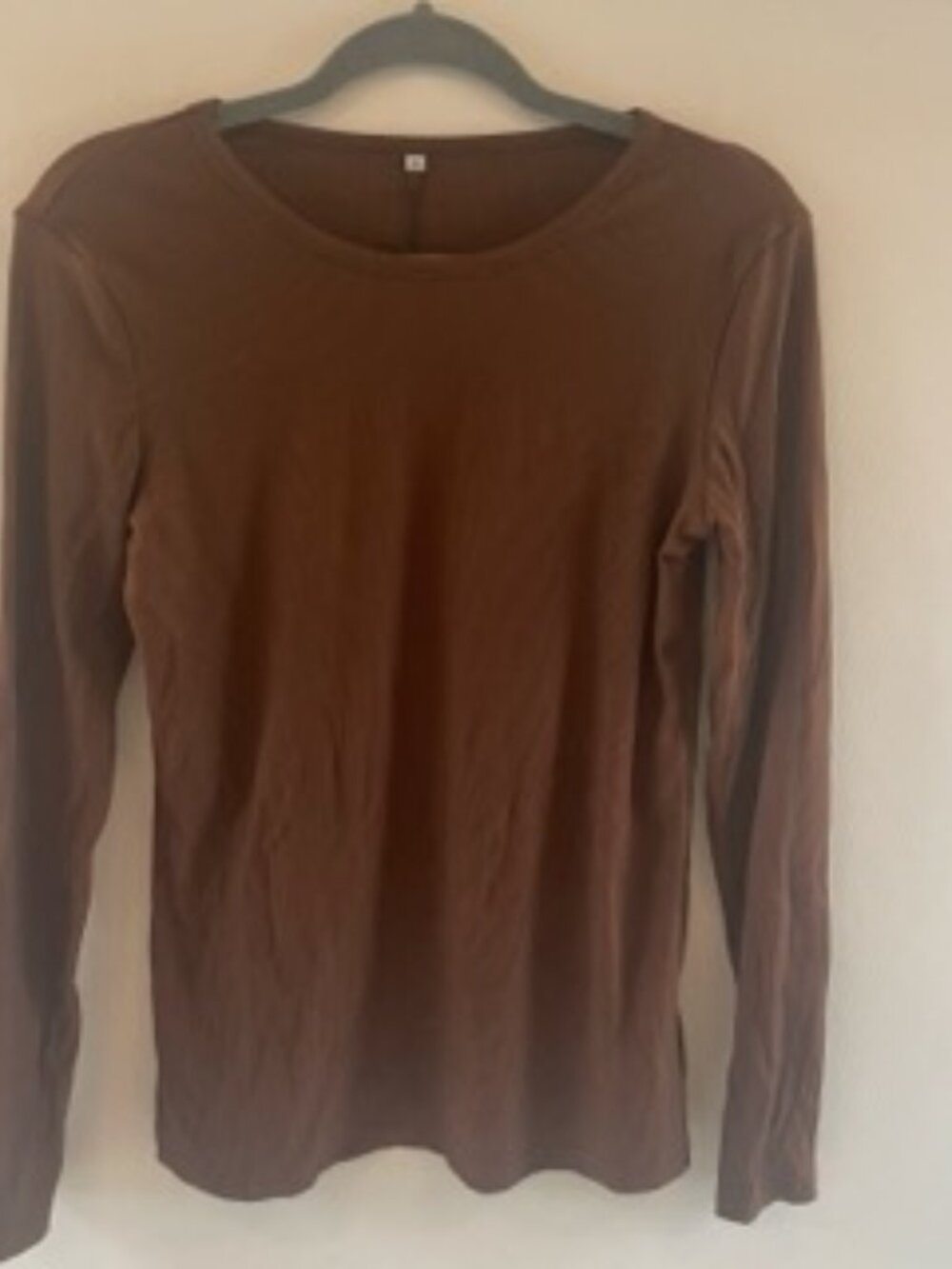 Brown Ribbed Long Sleeve T-Shirt - NWT Size M